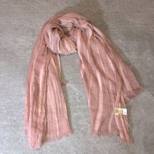 NWT TRUE CRAFT Women's Blush Acrylic Blend Scarf W/Frayed Edge 79 L x 42 W